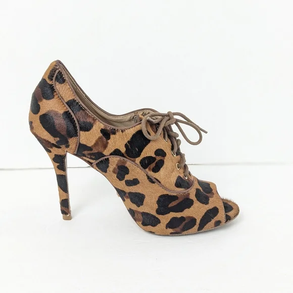 SCHUTZ Leopard Peep Toe Heels - Picture 10 of 16